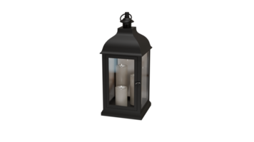 A black lantern with a candle inside png
