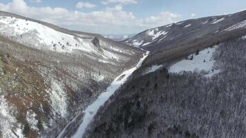 Drone view to the valley of the Tigrovaya River and the rocks Princess Castle video