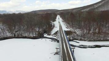 Winter view from a drone to the valley of the Tigrovaya River video