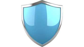 Shiny blue shield icon with metallic border. png