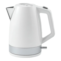 A white electric kettle with a grey band at the base. png