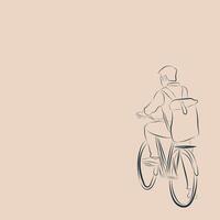 post template for social media using illustration of a man cycling with bag vector