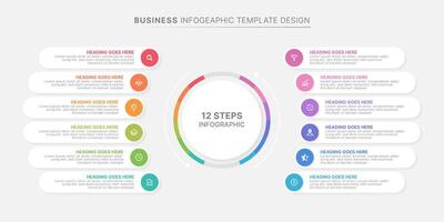 Modern Circular Round Infographic Design Template with 12 Data Points vector
