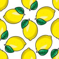 Seamless pattern with lemons. Square seamless illustration with exotic fruits. Image of lemons isolated on a white background. Modern abstract design for paper, cover, fabric, interior. vector