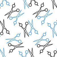 Seamless pattern with cutting scissors. Scissors icon seamless pattern isolated on white background. Barbershop and beauty salon background. Simple flat design style. vector