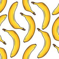Seamless pattern with colorful bananas. Image of bananas isolated on a white background. Color print for packaging, boxes and wallpaper. Square seamless illustration with exotic fruits. vector