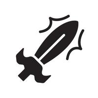 sword Glyph Icon White Background vector