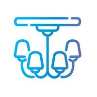 chandelier Line Gradient Icon White Background vector