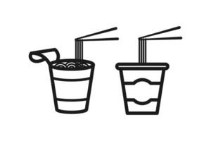 cup ramen and instant noodle line icon vector