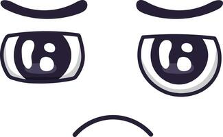 Simple, expressive cartoon face with raised eyebrows, downturned mouth, and wide eyes conveying sadness, disappointment, or frustration, suitable for various design projects vector