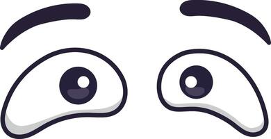 Cartoon eyes looking up with raised eyebrows, vividly expressing emotions of fear, worry, concern, and anxiety in a simple doodle style illustration vector