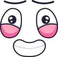 Cartoon face is expressing mixed emotions, combining a wide, smiling mouth with sad, teary eyes, creating a unique and intriguing facial expression vector