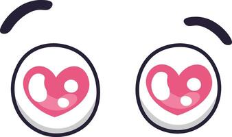 Two cartoon eyes featuring heart shaped pupils radiate love, passion, and romantic feelings, crafting a delightful and endearing visual that captures affection and joy vector