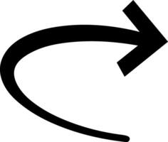 Black hand drawn arrow curving gracefully to the right, creating a visual representation of direction, movement, or progress against a clean white background vector