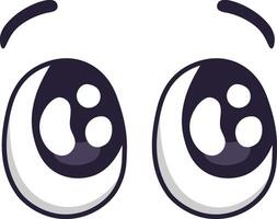 Cartoon eyes expressing surprise or curiosity, featuring large pupils and raised eyebrows, creating a comical and expressive look suitable for various design projects vector