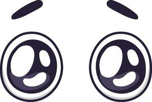 Two large cartoon eyes looking worried, with raised eyebrows and pupils shaped to express concern, creating a funny and expressive facial feature vector