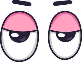 Cartoon eyes expressing annoyance and skepticism, featuring pink eyelids and narrowed pupils, convey a clear message of disapproval and doubt in a humorous and expressive way vector