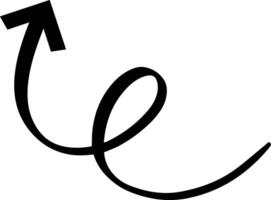 Continuous line drawing forming a stylized upward pointing arrow with a playful, swirling tail, ideal for visually representing growth, progress, or positive direction vector