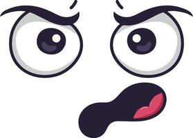 Cartoon face showing disgust with raised eyebrows and mouth expresses a negative emotion, creating a funny and expressive character suitable for various design projects vector