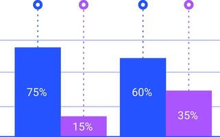Modern bar charts comparing data through percentages, effectively visualizing information with infographic elements against a clean, minimalist background vector