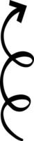 Black hand drawn arrow swirling upwards, creating a visually interesting path with its curved lines, suggesting a winding trajectory or a unique direction vector