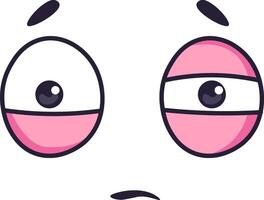 illustration featuring two large cartoon eyes with pink cheeks, one displaying a normal expression and the other showing signs of tiredness and sadness vector