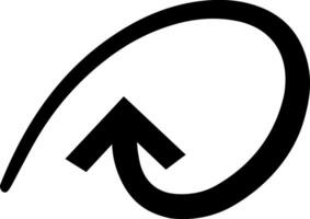 Continuous line drawing forming a curved arrow, symbolizing a circular process or return to a starting point, with a bold, hand drawn aesthetic suitable for various design applications vector