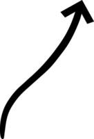 Black upward arrow with curved line pointing direction, representing growth, achievement, and positive progress in business, finance, and personal development vector