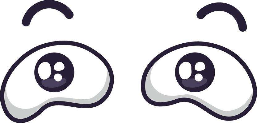 Cartoon eyes expressing boredom with raised eyebrows and upward gazing pupils, conveying apathy and lack of engagement, perfect for creative projects
