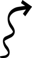 Simple, bold, hand drawn arrow with a wavy, meandering path, pointing upwards, creating a visual representation of a winding or indirect route towards a higher position or goal vector
