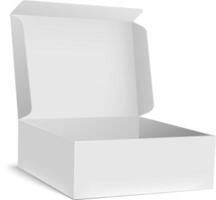 Realistic white opened box mockup presenting empty space inside, perfect for showcasing products or designs in e commerce or advertising projects vector