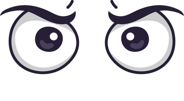 Cartoon eyes showcasing confusion and curiosity, featuring raised eyebrows and wide pupils, expressing a delightful mix of wonder and questioning in a playful manner