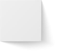 Realistic 3d illustration of a closed white square box casting a shadow on a white background, perfect for showcasing packaging or product designs vector