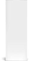 Realistic white slim rectangular cardboard box packaging mockup casting a soft shadow, positioned vertically against a clean white background, ideal for showcasing brand identity and product design vector