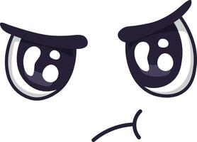 Cartoon face expressing annoyance, featuring sad, downturned eyes and a frowning mouth, conveying a feeling of displeasure and irritation, suitable for various design projects vector