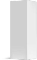 Realistic white blank cardboard box packaging mockup casting shadow on white background, ideal for product presentations or branding designs vector