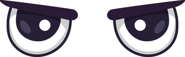 Cartoon eyes are expressing negative emotions, possibly anger or annoyance, with furrowed brows and dark pupils, creating a dramatic and expressive visual vector