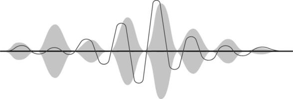 Abstract music wave and radio signal frequency merging into a digital voice visualization, creating a vibrant tune equalizer set against a clean white background vector