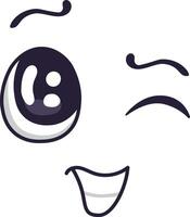 Cartoon winking face with a joyful expression, radiating happiness and positive emotions, perfect for conveying cheerful messages and playful interactions vector
