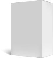 Realistic white cardboard box mockup casting a soft shadow on a clean white background, ideal for presenting packaging designs and branding concepts with clarity and style vector