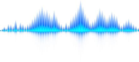 Blue gradient music waveforms are creating a colorful sound wave illustration, representing digital audio signal and studio equalizer vector