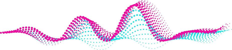 Colorful dotted sound waves flowing across a white background, illustrating a vibrant digital audio signal with dynamic music waveforms and equalizer patterns vector