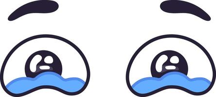 Pair of cartoon eyes expressing sadness with tears falling down, conveying a sense of grief, sorrow, or disappointment, suitable for various visual communication projects vector