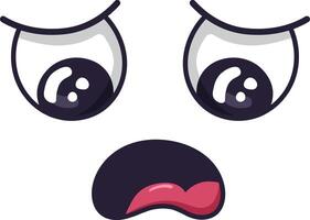 Cartoon face showing a sad expression with crying eyes and tongue out, creating a funny and expressive character for various design projects vector