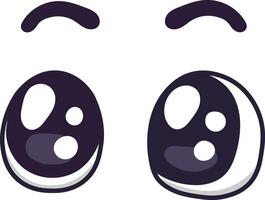 Cartoon eyes wide open with raised eyebrows, expressing surprise and astonishment in a playful and humorous manner, creating a whimsical and engaging character design vector