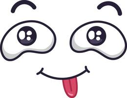 Funny cartoon face sticking its tongue out, expressing happiness and joy, with big, joyful eyes and a playful expression, perfect for conveying a sense of fun and amusement vector