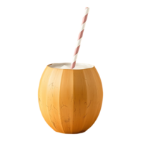 A coconut drink with a straw in it png