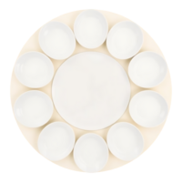 A circular plate with white plates arranged in a circle png