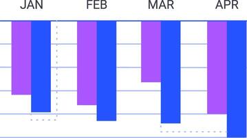 Colorful bar charts represent statistical trends and timeline data for business infographics, visualizing performance metrics over four months, from january to april vector