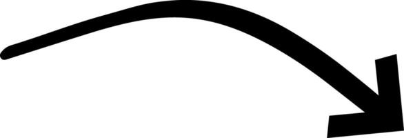 Single black hand drawn arrow curving downwards, effectively illustrating a downward trend or direction, perfect for emphasizing various design elements and concepts vector